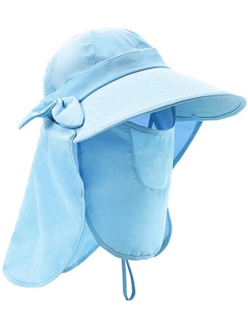 Sun Hats Women Summer Neck Flap Sun Visor/Hats Wide Brim UV Protection UPF 50+ Hiking Cap Adjustable - Style 1 Lightblue - C0...
