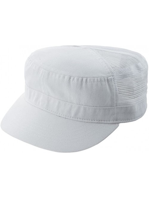 Baseball Caps Enzyme Washed Twill Army Cap w/MESH Back - White - CG110JY8IVR $13.97