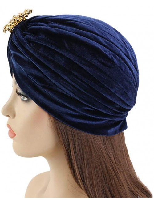 Skullies & Beanies Women's 20S Gatsby Turban Hat Noble Ruffle Glitter Pleated Stretch Head Wraps Chemo Cap - C-black - CH196S...