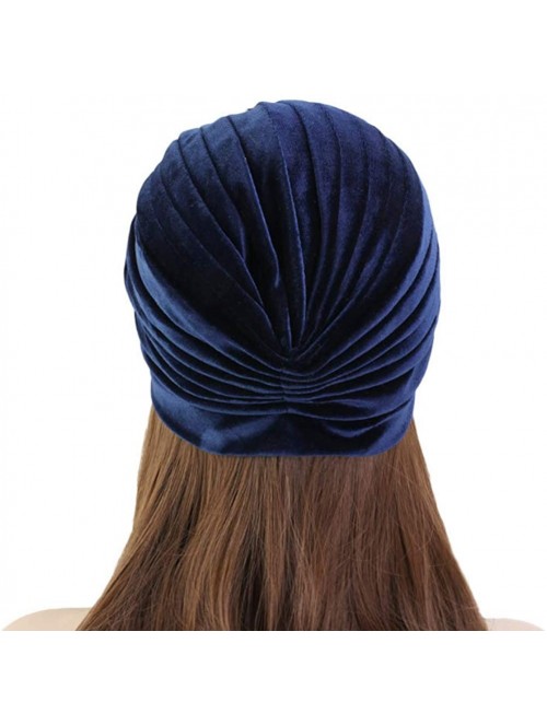 Skullies & Beanies Women's 20S Gatsby Turban Hat Noble Ruffle Glitter Pleated Stretch Head Wraps Chemo Cap - C-black - CH196S...