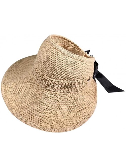 Sun Hats Womens Floppy Summer Sun Beach Hat UPF50 Foldable Wide Brim Straw Hat with Bowknot - G - CK18SIU4T7H $14.45