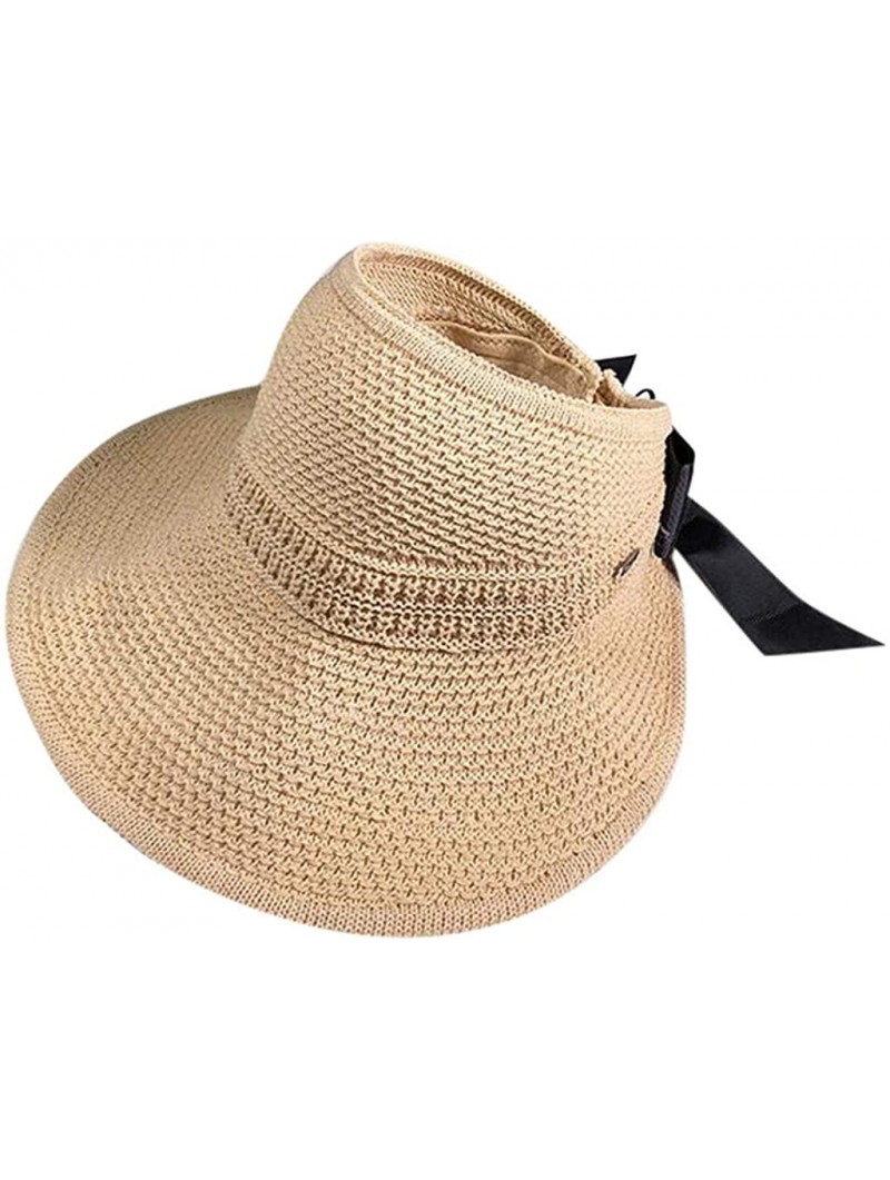 Sun Hats Womens Floppy Summer Sun Beach Hat UPF50 Foldable Wide Brim Straw Hat with Bowknot - G - CK18SIU4T7H $14.45