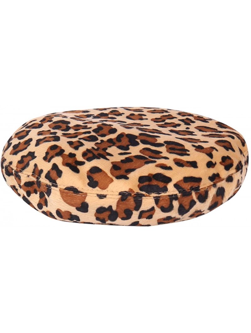 Berets Women Leopard Print Beret French Style Barret Hat Wool Warm Hat Cap - Yellow - C518Y03ID3C $12.93