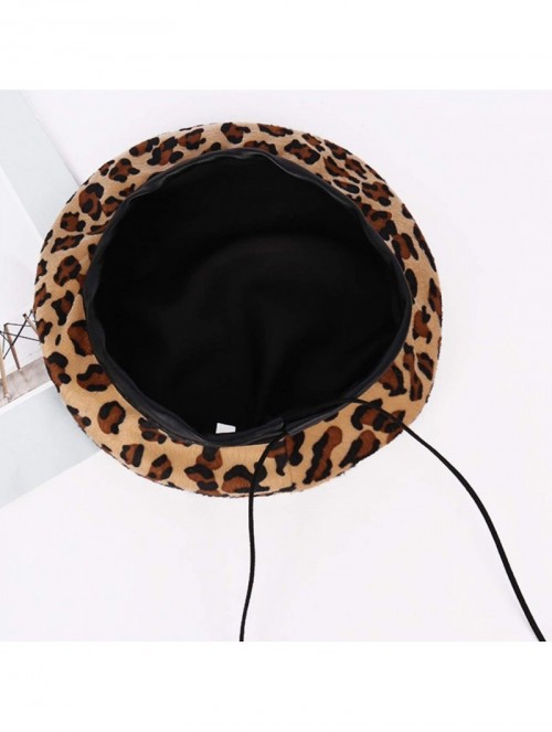 Berets Women Leopard Print Beret French Style Barret Hat Wool Warm Hat Cap - Yellow - C518Y03ID3C $12.93