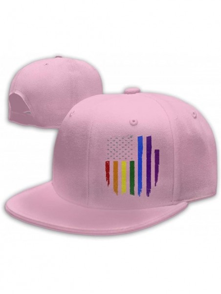 Baseball Caps Gay LGBT Pride Rainbow Flag Snapback Flat Baseball Cap Men Adjustable - Pink - C1196XNIAR8 $15.64