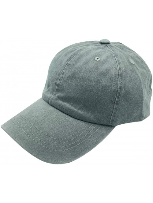 Baseball Caps Women's Adjustable Plain Baseball Cap Vintage Washed Low Profile Dad Hat - Grey - CX18A6QQHIM $9.28