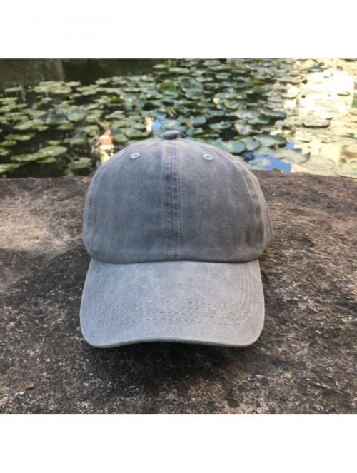 Baseball Caps Women's Adjustable Plain Baseball Cap Vintage Washed Low Profile Dad Hat - Grey - CX18A6QQHIM $9.28