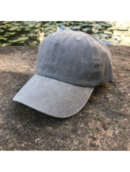 Baseball Caps Women's Adjustable Plain Baseball Cap Vintage Washed Low Profile Dad Hat - Grey - CX18A6QQHIM $9.28