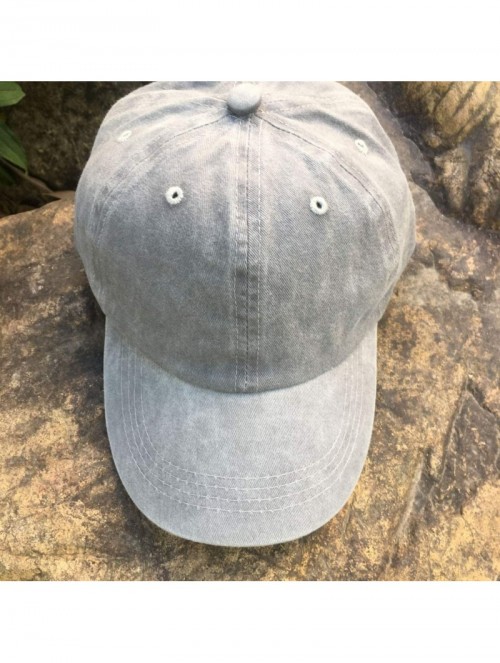 Baseball Caps Women's Adjustable Plain Baseball Cap Vintage Washed Low Profile Dad Hat - Grey - CX18A6QQHIM $9.28