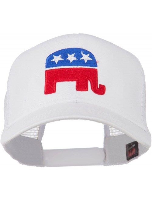 Baseball Caps Republican Elephant USA Embroidered Mesh Back Cap - White - CK11ND59G0B $30.81