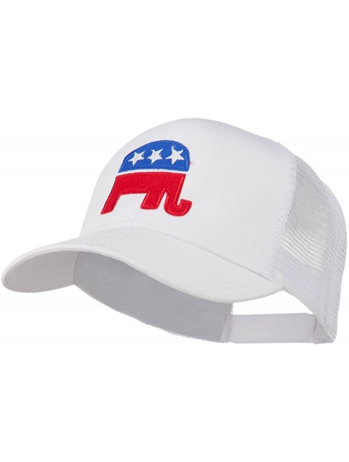 Baseball Caps Republican Elephant USA Embroidered Mesh Back Cap - White - CK11ND59G0B $30.81