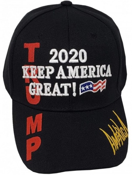 Baseball Caps Donald Trump 2020 Keep America Great Baseball Hat 3D Signature Cap - Black 802b - C418ZO44A47 $10.40