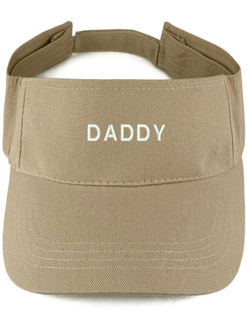 Visors Daddy Embroidered 100% Cotton Adjustable Visor - Khaki - CY17Z3O0Q3G $18.75