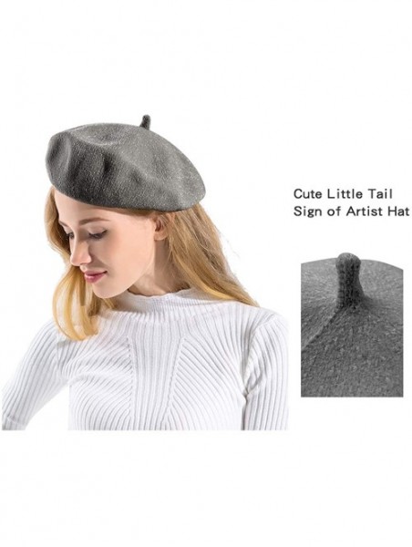 Berets Women French Beret Hat Winter Warm Lady Hat Chenille Elegant Beanie Cap - Dark Grey - CC18I7D878S $15.04