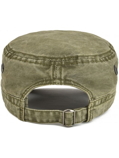 Newsboy Caps Washed Cotton Military Caps Cadet Army Caps Unique Design Vintage Flat Top Cap - Army Green - CF185ERU6E6 $17.83