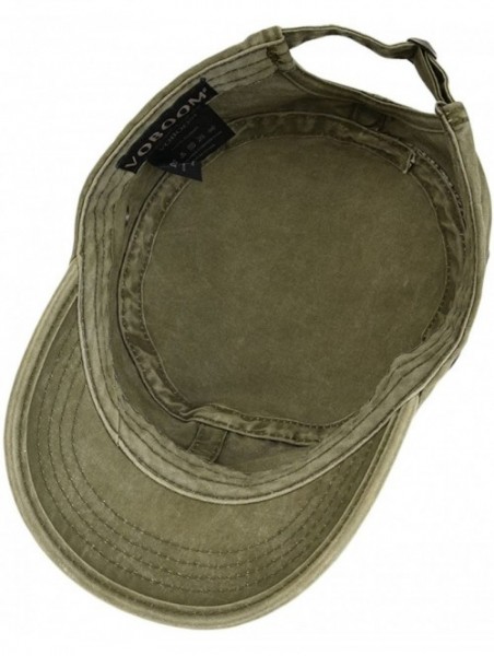 Newsboy Caps Washed Cotton Military Caps Cadet Army Caps Unique Design Vintage Flat Top Cap - Army Green - CF185ERU6E6 $17.83