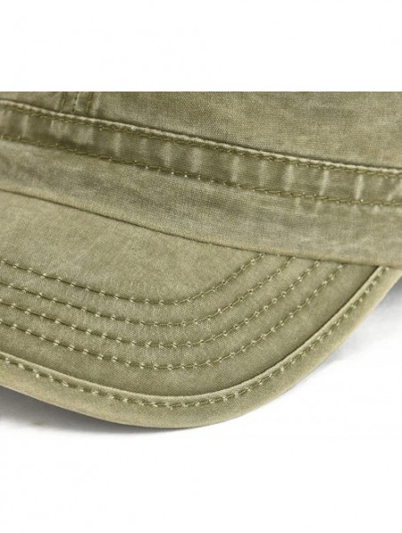 Newsboy Caps Washed Cotton Military Caps Cadet Army Caps Unique Design Vintage Flat Top Cap - Army Green - CF185ERU6E6 $17.83