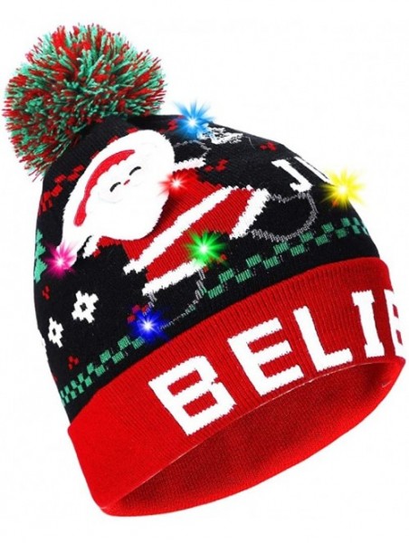 Skullies & Beanies LED Light Up Beanie Hat Christmas Cap for Women Children- Party- Bar - Multicolor-008 - CX18WG6N2NY $20.54