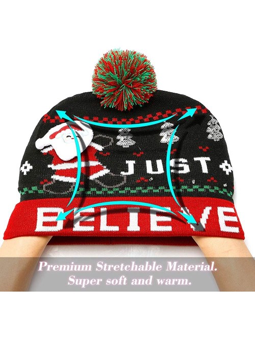 Skullies & Beanies LED Light Up Beanie Hat Christmas Cap for Women Children- Party- Bar - Multicolor-008 - CX18WG6N2NY $20.54