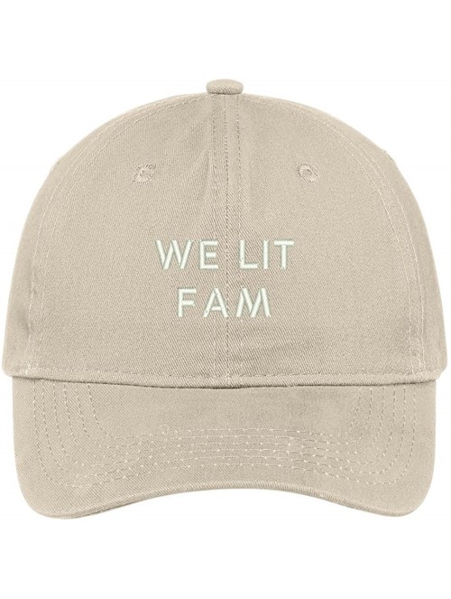 Baseball Caps We LIT Fam Embroidered Brushed Cotton Adjustable Cap Dad Hat - Stone - CO12MS0F731 $26.47