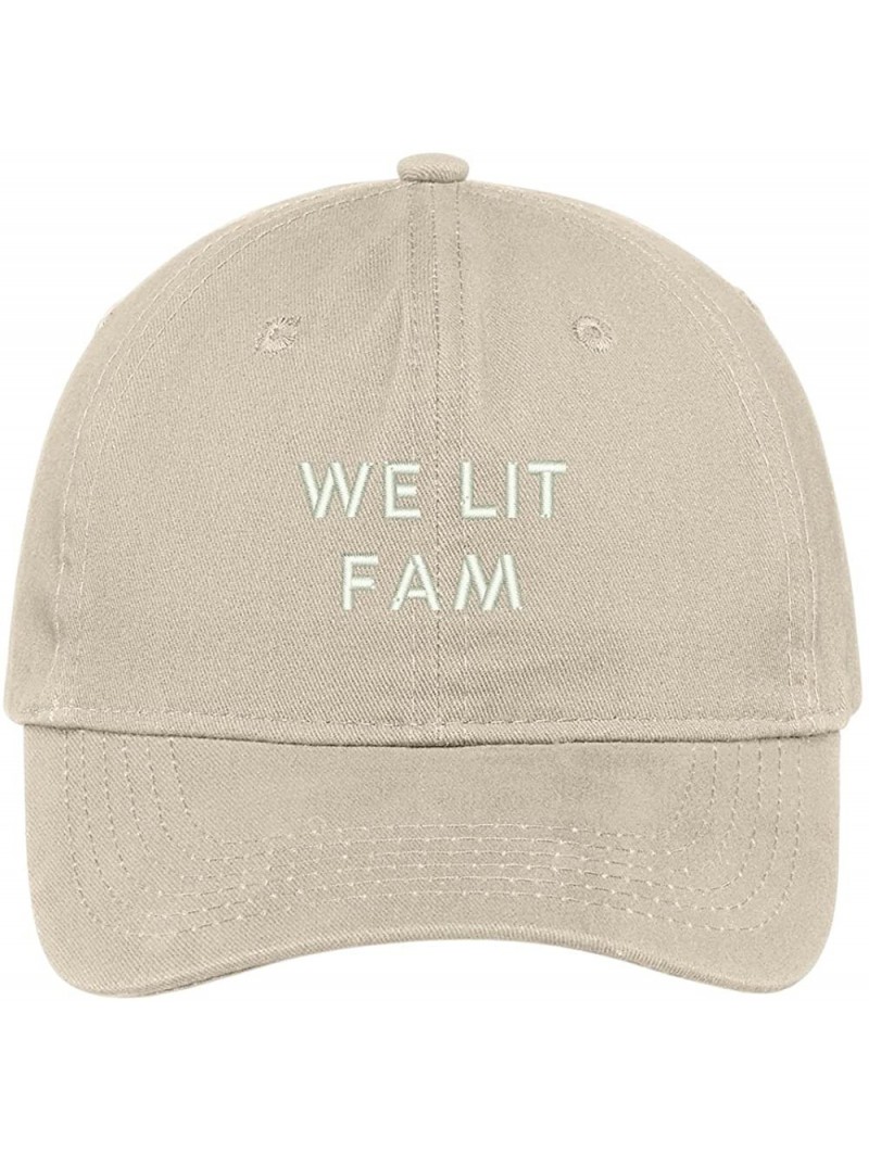 Baseball Caps We LIT Fam Embroidered Brushed Cotton Adjustable Cap Dad Hat - Stone - CO12MS0F731 $26.47