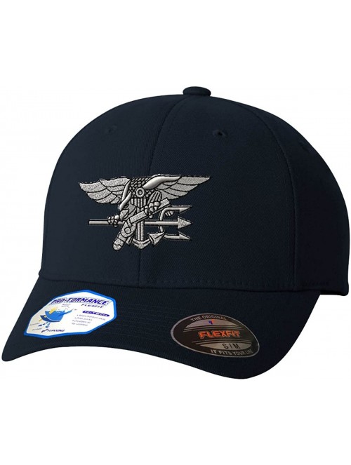 Baseball Caps Navy Seal Silver Logo Flexfit Adult Pro-Formance Hat Dark Navy Large/X-Large - CT184SWC9TA $32.68