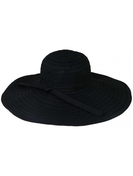 Sun Hats Ribbon Crusher Travel Hat 5 inch Brim - HS358 - Black - CF112UADM2R $15.25