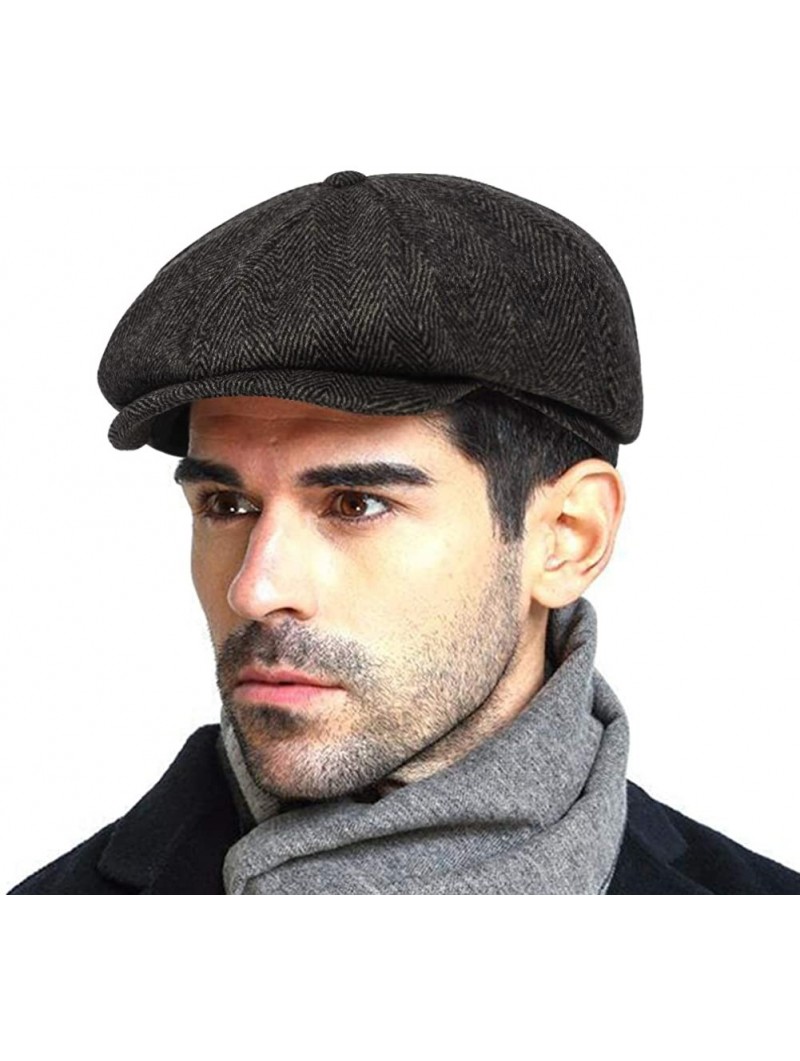 Newsboy Caps Fashion Classic Newsboy Vintage Boyfriend - Herringbone-brown - C418AQXW5IU $28.64