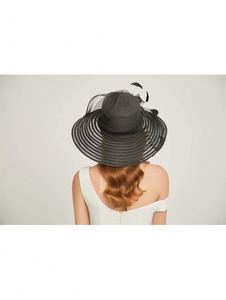 Sun Hats Womens Elegant Spring Summer Seaside Brim Sun Hat - 3-black - C218OWGZ0R4 $18.97