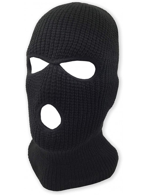 Balaclavas 3 Hole Beanie Face Mask Ski - Warm Double Thermal Knitted - Men and Women - Black - CA18KNKZSED $11.90