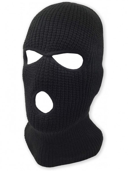 Balaclavas 3 Hole Beanie Face Mask Ski - Warm Double Thermal Knitted - Men and Women - Black - CA18KNKZSED $11.90