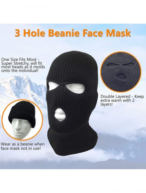 Balaclavas 3 Hole Beanie Face Mask Ski - Warm Double Thermal Knitted - Men and Women - Black - CA18KNKZSED $11.90