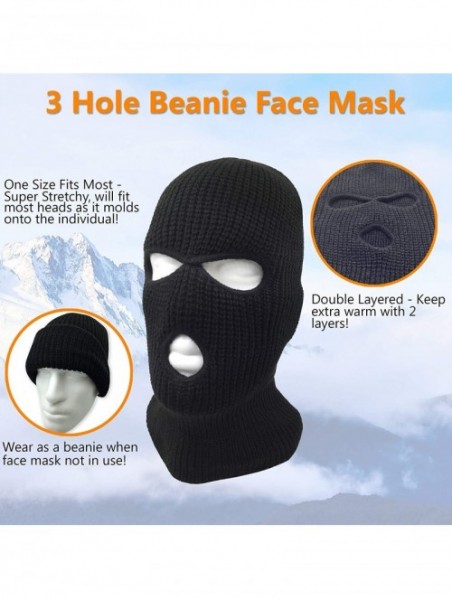 Balaclavas 3 Hole Beanie Face Mask Ski - Warm Double Thermal Knitted - Men and Women - Black - CA18KNKZSED $11.90