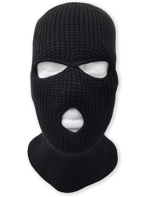 Balaclavas 3 Hole Beanie Face Mask Ski - Warm Double Thermal Knitted - Men and Women - Black - CA18KNKZSED $11.90