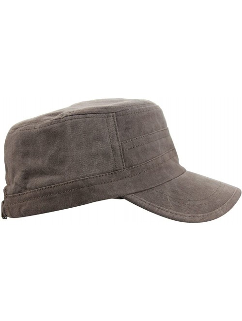 Baseball Caps Mens Cotton Plain Cadet Basic Flat Top Military Corps Twill Baseball Sun Cap Hat - Coffee - CF18CGTQQ98 $13.94