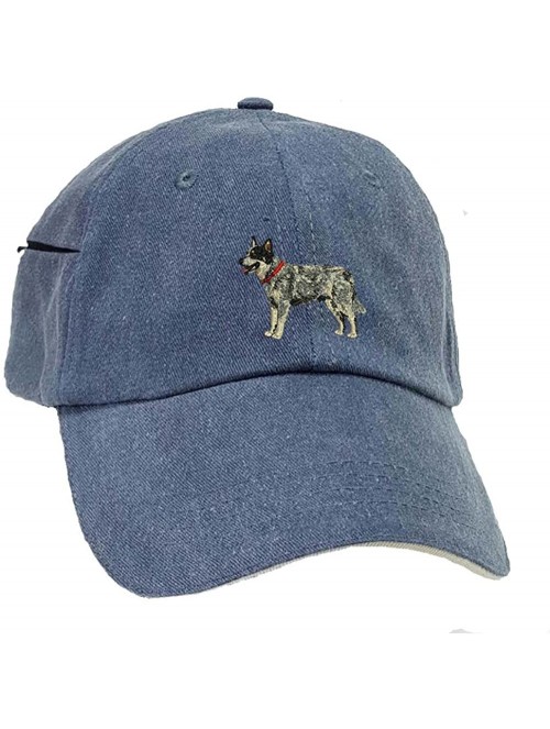 Baseball Caps Australian Cattle Dog Size X Low Profile Baseball Cap with Zippered Pocket. - Blue Pigment Dyed - CT128ERG5KL $...