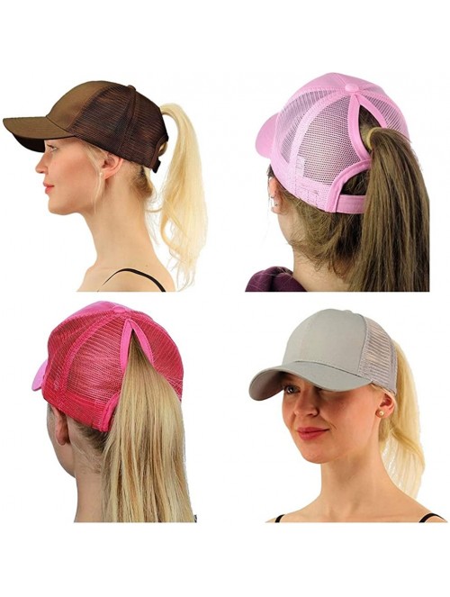 Baseball Caps Ponycap Messy High Bun Ponytail Adjustable Mesh Trucker Baseball Cap Hat for Women - White - CQ18M09ET4T $11.63