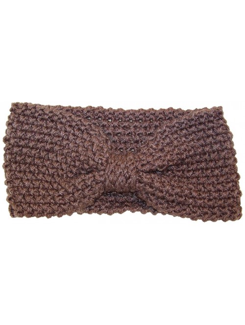 Cold Weather Headbands Adult Crochet Bow Knot Headband/Ear Warmer (One Size) - Light Brown - CS11OZ4HLGZ $13.15