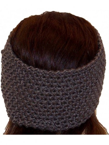 Cold Weather Headbands Adult Crochet Bow Knot Headband/Ear Warmer (One Size) - Light Brown - CS11OZ4HLGZ $13.15