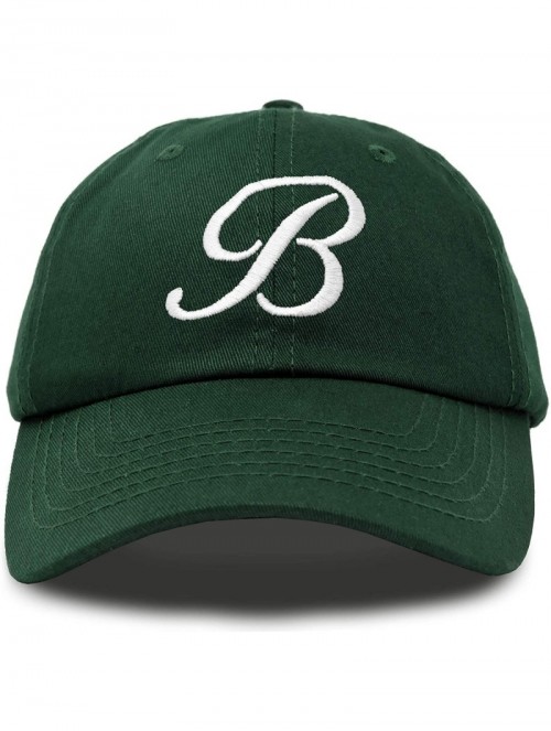 Baseball Caps Initial Hat Letter B Womens Baseball Cap Monogram Cursive Embroidered - Dark Green - CU18TSNQZ5U $18.27