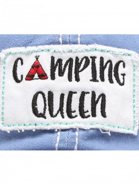 Baseball Caps Baseball Distressed Embroidered Adjustable - Camping Queen -Blue - CV18Y3DXD58 $21.57