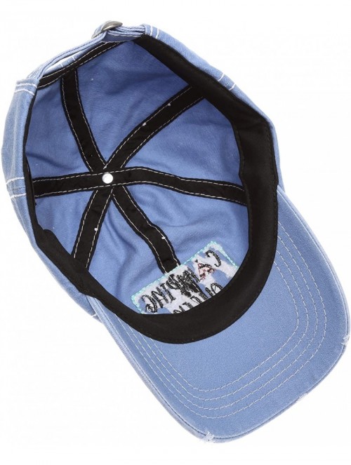 Baseball Caps Baseball Distressed Embroidered Adjustable - Camping Queen -Blue - CV18Y3DXD58 $21.57