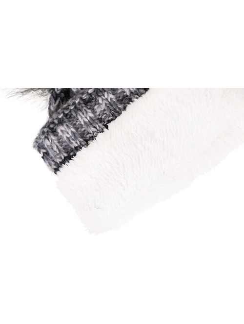 Skullies & Beanies Women's Winter Soft Knit Beanie Hat with Faux Fur Pom Pom - Mix Grey_fleece Lined - CN189CGKQ04 $11.20