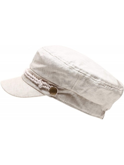 Newsboy Caps Women's Summer Linen Greek Fisherman's Sailor Newsboy Hats with Comfort Elastic Back - Beige - C318OXZRIT2 $15.81