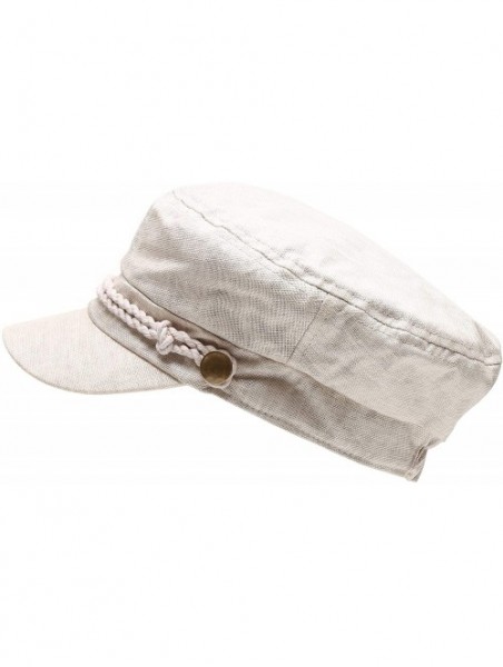 Newsboy Caps Women's Summer Linen Greek Fisherman's Sailor Newsboy Hats with Comfort Elastic Back - Beige - C318OXZRIT2 $15.81