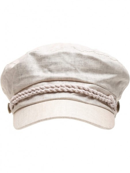 Newsboy Caps Women's Summer Linen Greek Fisherman's Sailor Newsboy Hats with Comfort Elastic Back - Beige - C318OXZRIT2 $15.81