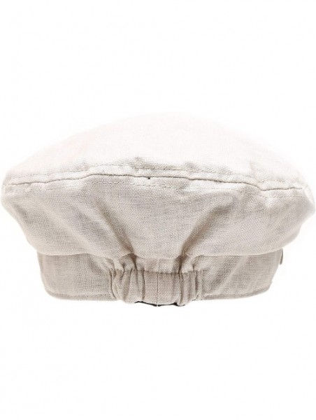 Newsboy Caps Women's Summer Linen Greek Fisherman's Sailor Newsboy Hats with Comfort Elastic Back - Beige - C318OXZRIT2 $15.81