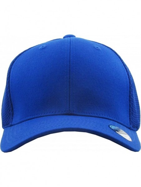 Baseball Caps Blank Stretch Mesh Back Cotton Twill Fitted Hat Spandex Headband - (Mesh Back) Royal Blue - CS180K7O7E9 $19.90