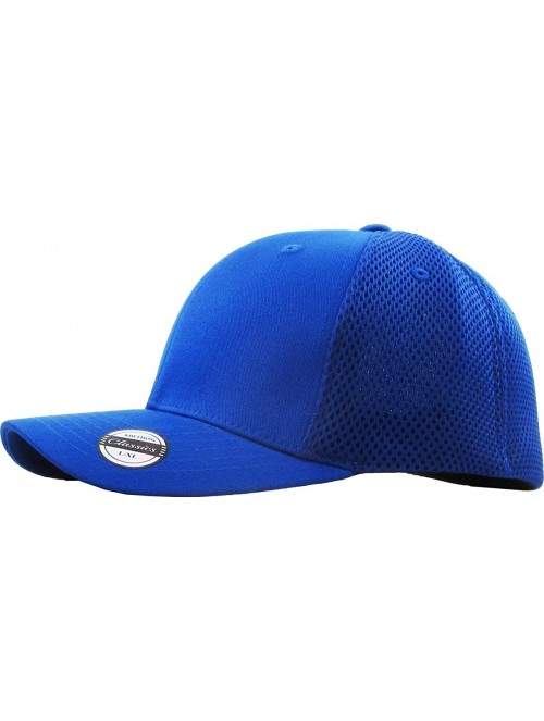 Baseball Caps Blank Stretch Mesh Back Cotton Twill Fitted Hat Spandex Headband - (Mesh Back) Royal Blue - CS180K7O7E9 $19.90