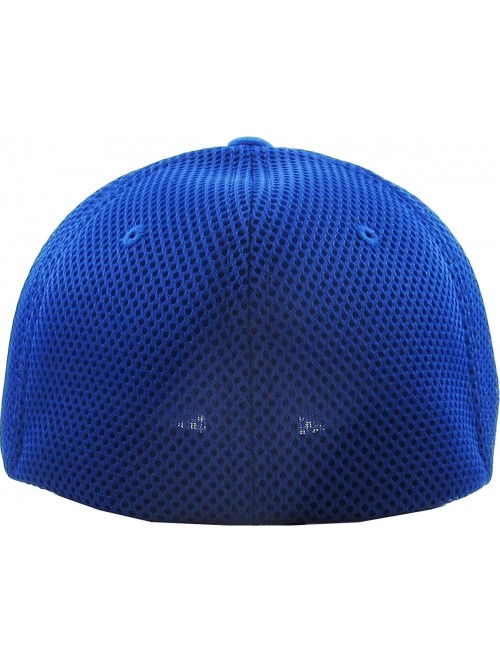 Baseball Caps Blank Stretch Mesh Back Cotton Twill Fitted Hat Spandex Headband - (Mesh Back) Royal Blue - CS180K7O7E9 $19.90